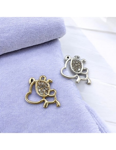 Ciondolo cagnolino in zama con zirconi 20 mm 1pz Gioie d'Oriente