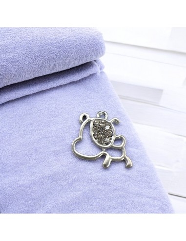 Ciondolo cagnolino in zama con zirconi 20 mm 1pz Gioie d'Oriente