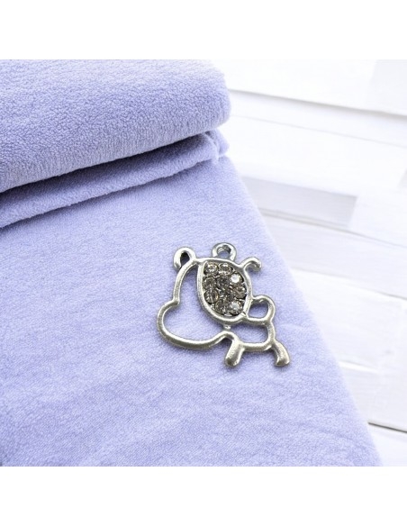 Ciondolo cagnolino in zama con zirconi 20 mm 1pz Gioie d'Oriente