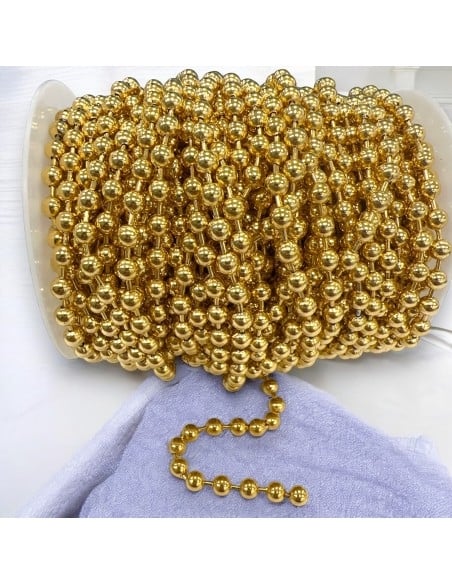 Catena pallina acciaio PVD oro 6mm e 8mm leggera 50cm | GDO