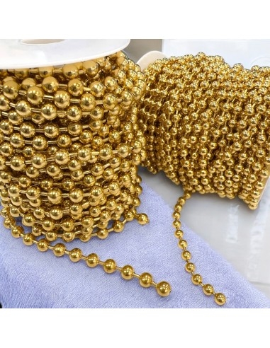 Catena pallina acciaio PVD oro 6mm e 8mm leggera 50cm | GDO