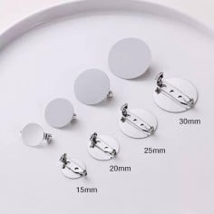 Base per spilla tonda piatta da incollo in metallo argento 2pz -  Varie misure | GDO