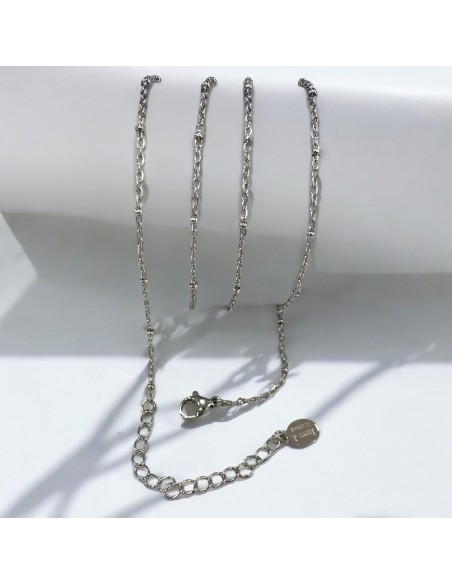 Base collana con maglia ovale e rondelle saldate in acciaio inox rodio 75+5cm | GDO