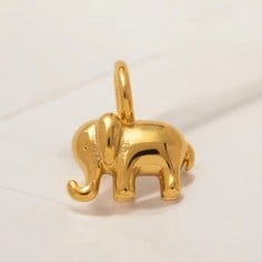Ciondolo elefante 3D in acciaio PVD oro 13x15 mm foro 4 mm 1pz Gioie d'Oriente