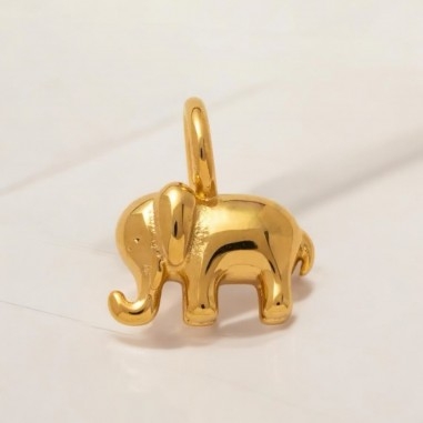 Ciondolo elefante 3D in acciaio PVD oro 13x15 mm foro 4 mm 1pz Gioie d'Oriente
