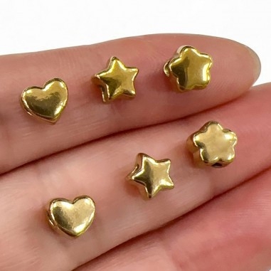 Distanziatore acciaio PVD oro cuore stella fiore 6.5x4.5mm foro2mm 1pz | GDO