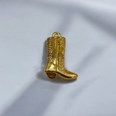 Ciondolo stivali cowboy 3D in acciaio inox oro 15x23 mm 1pz Gioie d'Oriente