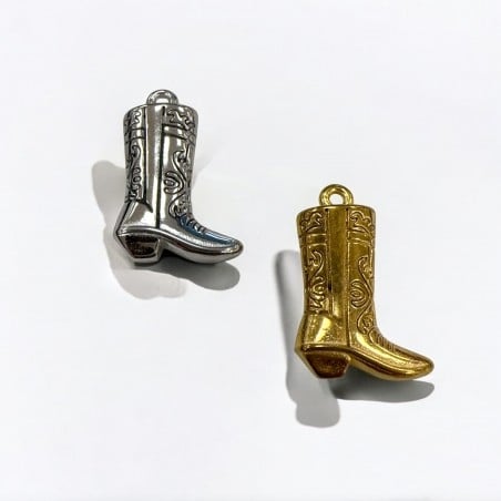 Ciondolo stivali cowboy 3D in acciaio inox 15x23 mm 1pz Gioie d'Oriente