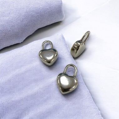 Ciondolo lucchetto cuore in acciaio inox 12x18.5 mm 1pz Gioie d'Oriente