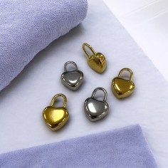 Ciondolo lucchetto cuore in acciaio inox 12x18.5 mm 1pz Gioie d'Oriente