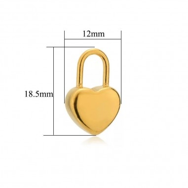 Ciondolo lucchetto cuore in acciaio inox 12x18.5 mm 1pz Gioie d'Oriente