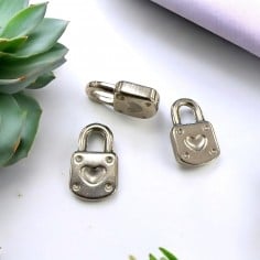 Ciondolo lucchetto cuore in acciaio inox 11.5x18 mm 1pz Gioie d'Oriente 2