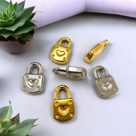 Ciondolo lucchetto cuore in acciaio inox 11.5x18 mm 1pz Gioie d'Oriente