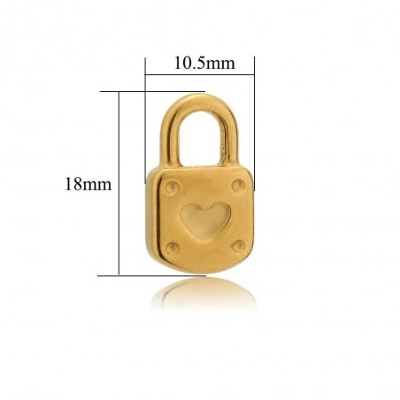 Ciondolo lucchetto cuore in acciaio inox 11.5x18 mm 1pz Gioie d'Oriente