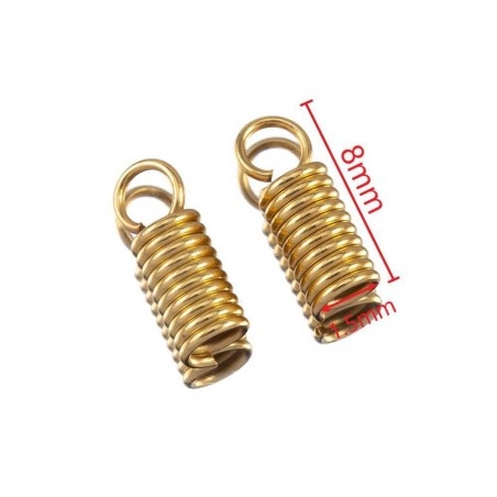 Terminale a molla acciaio inox PVD oro per cordoni 1.5-5mm 10pz | GDO