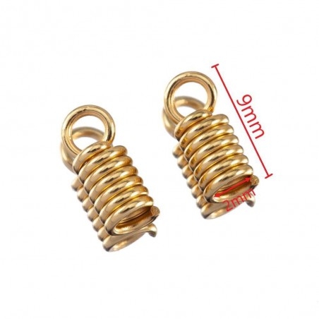Terminale a molla acciaio inox PVD oro per cordoni 1.5-5mm 10pz | GDO
