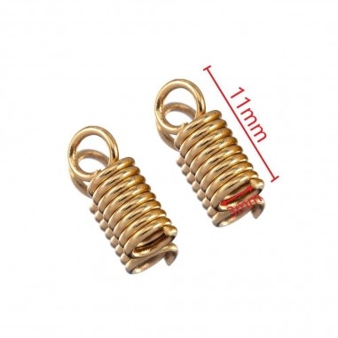 Terminale a molla acciaio inox PVD oro per cordoni 1.5-5mm 10pz | GDO