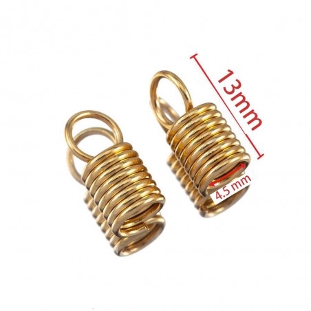 Terminale a molla acciaio inox PVD oro per cordoni 1.5-5mm 10pz | GDO