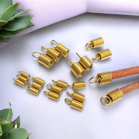 Terminale a molla acciaio inox PVD oro per cordoni 1.5-5mm 10pz | GDO
