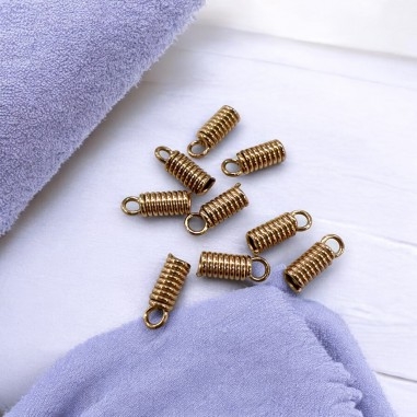 Terminale a molla acciaio inox PVD oro rosa per cordoni 1.5-5mm 10pz | GDO