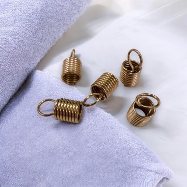 Terminale a molla acciaio inox PVD oro rosa per cordoni 1.5-5mm 10pz | GDO