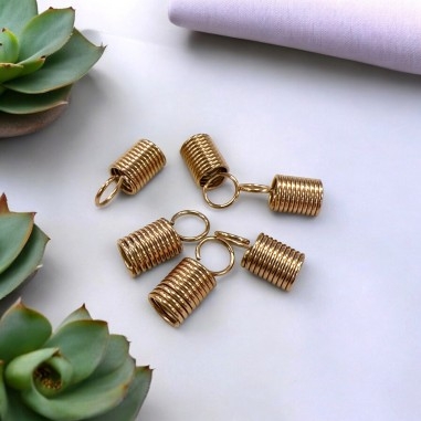 Terminale a molla acciaio inox PVD oro rosa per cordoni 1.5-5mm 10pz | GDO