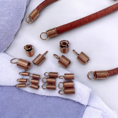Terminale a molla acciaio inox PVD oro rosa per cordoni 1.5-5mm 10pz | GDO