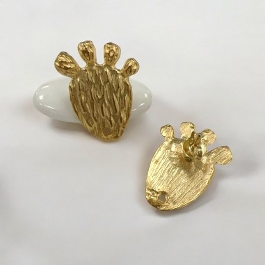 Base orecchini in zama oro lucido a forma di cactus 21x26.5mm 1paio