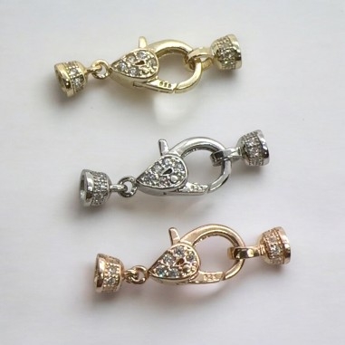 Chiusura 11x6mm argento 925 con zirconi e coppette 4mm | GDO