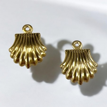 Ciondolo canestrello 3D in acciaio PVD oro 11x14 mm 2pz Gioie d'Oriente
