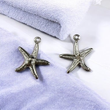 Ciondolo stella marina 3D in acciaio inox argento 15x17 mm 2pz Gioie d'Oriente