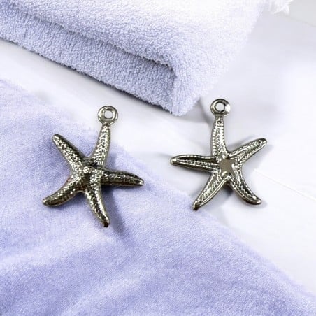 Ciondolo stella marina 3D in acciaio inox argento 15x17 mm 2pz Gioie d'Oriente