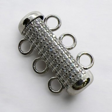 Chiusura tubo 3 fili Argento 925 zirconi 10x19mm anellini 3.5mm | GDO