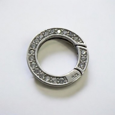 Chiusura tonda a molla Argento 925 zirconi 20mm | GDO