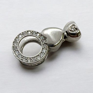 Chiusura cuore zirconi 15x30mm Argento 925 per perle 12-14mm | GDO