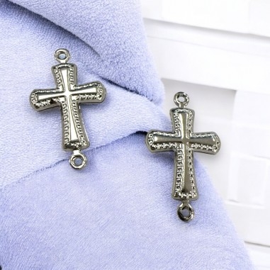 Connettore croce decorato in acciaio 13x23mm 1pz Gioie d'Oriente