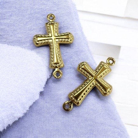 Connettore croce decorato in acciaio 13x23mm 1pz Gioie d'Oriente
