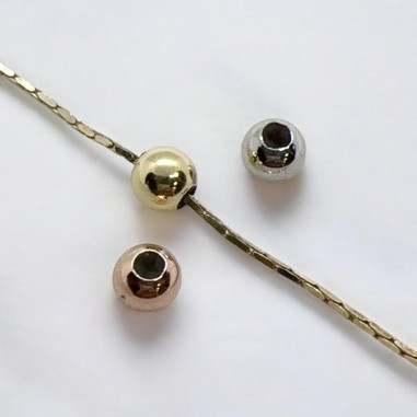 Chiusura regolabile pallina 5mm argento 925 placcato oro foro 0.5mm | GDO