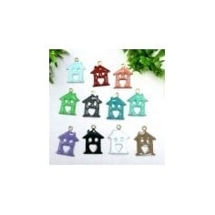 Ciondolo a forma di Casa in ottone smaltato  11.5x15mm 1pz | GDO