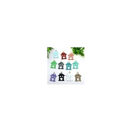 Ciondolo a forma di Casa in ottone smaltato  11.5x15mm 1pz | GDO