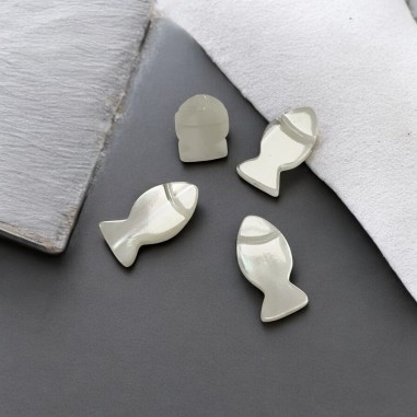 Perla Madreperla Naturale Pesce Bianco 6x12mm Foro Passante 1pz | GDO