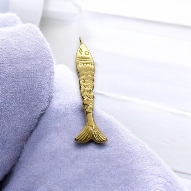 Ciondolo pesce 3D in acciaio 11x43 mm 1pz in Acciaio - Oro Gioie d'Oriente