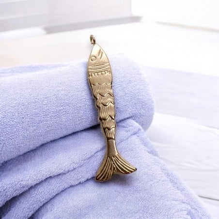 Ciondolo pesce 3D in acciaio 11x43 mm 1pz in Acciaio - Oro rosa Gioie d'Oriente