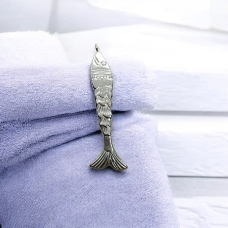 Ciondolo pesce 3D in acciaio 11x43 mm 1pz in Acciaio - Acciaio Gioie d'Oriente