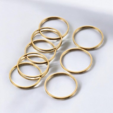 Base tonda, acciaio oro lucido, filo quadrato 1mm, senza saldature, 5 pezzi, marchio Gioie d'Oriente