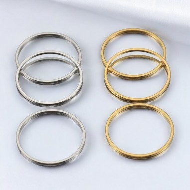 Base tonda, acciaio inox lucido, filo quadrato 1mm, 5 pezzi, senza saldature, marchio Gioie d'Oriente