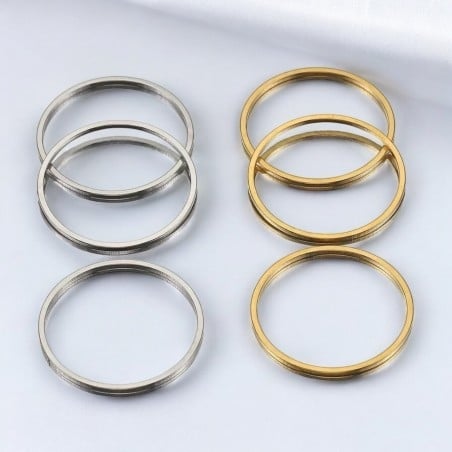 Base tonda, acciaio inox lucido, filo quadrato 1mm, 5 pezzi, senza saldature, marchio Gioie d'Oriente