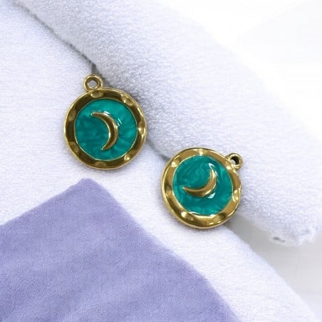 Ciondolo luna smaltato in acciaio oro 15.5x18 mm 1pz Colore oggetto - Tiffany Gioie d'Oriente