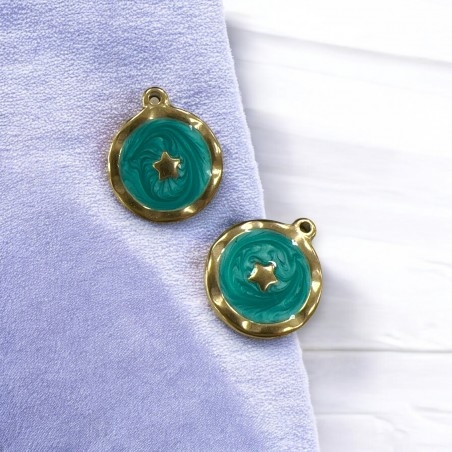 Ciondolo stella smaltato in acciaio oro 15.5x18 mm 1pz Colore oggetto - Tiffany Gioie d'Oriente