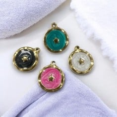 Ciondolo stella smaltato in acciaio oro 15.5x18 mm 1pz colori vari Gioie d'Oriente